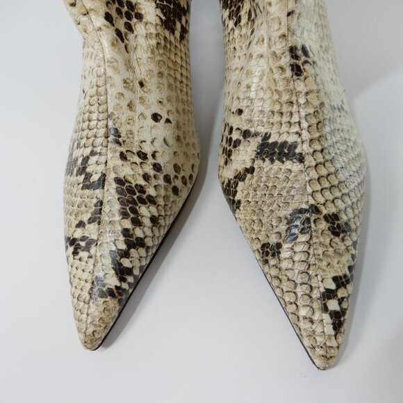 SCHUTZ Frances Pointed Toe Bootie Sz 7 Kitten Heel Cream Beige Snake Leather NEW - Picture 9 of 12